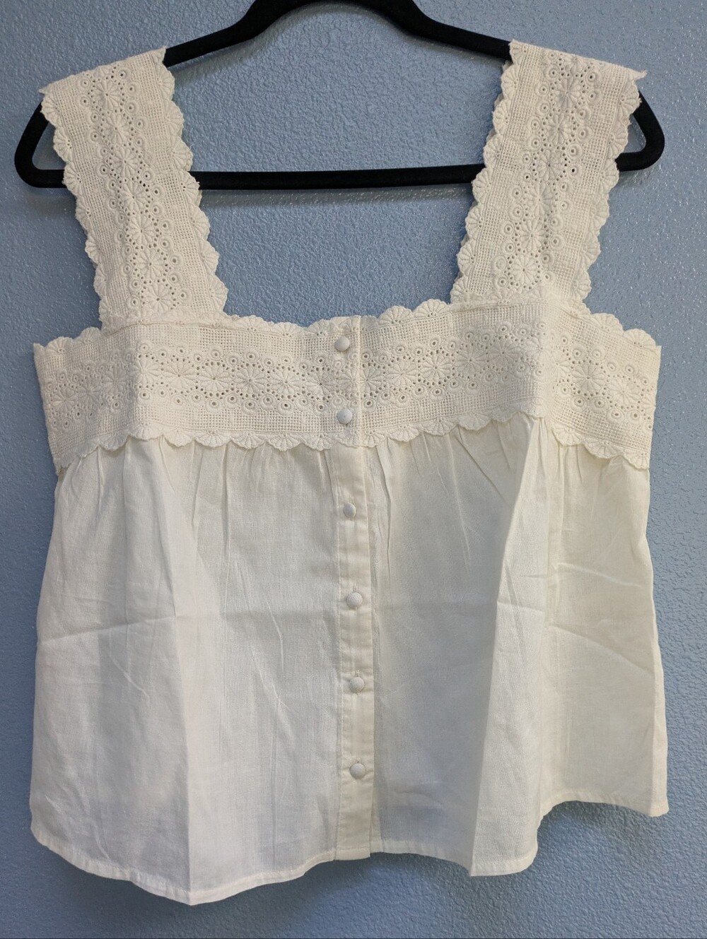 Sonmer Catalina Cream Eyelet Button-Front  Top